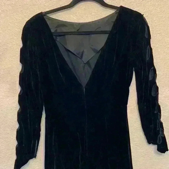 Anita modes velvet sexy black dress sz XS open back cut outs high neck knee - Picture 8 of 12